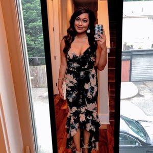 Black Floral High Low Dress by Lulus